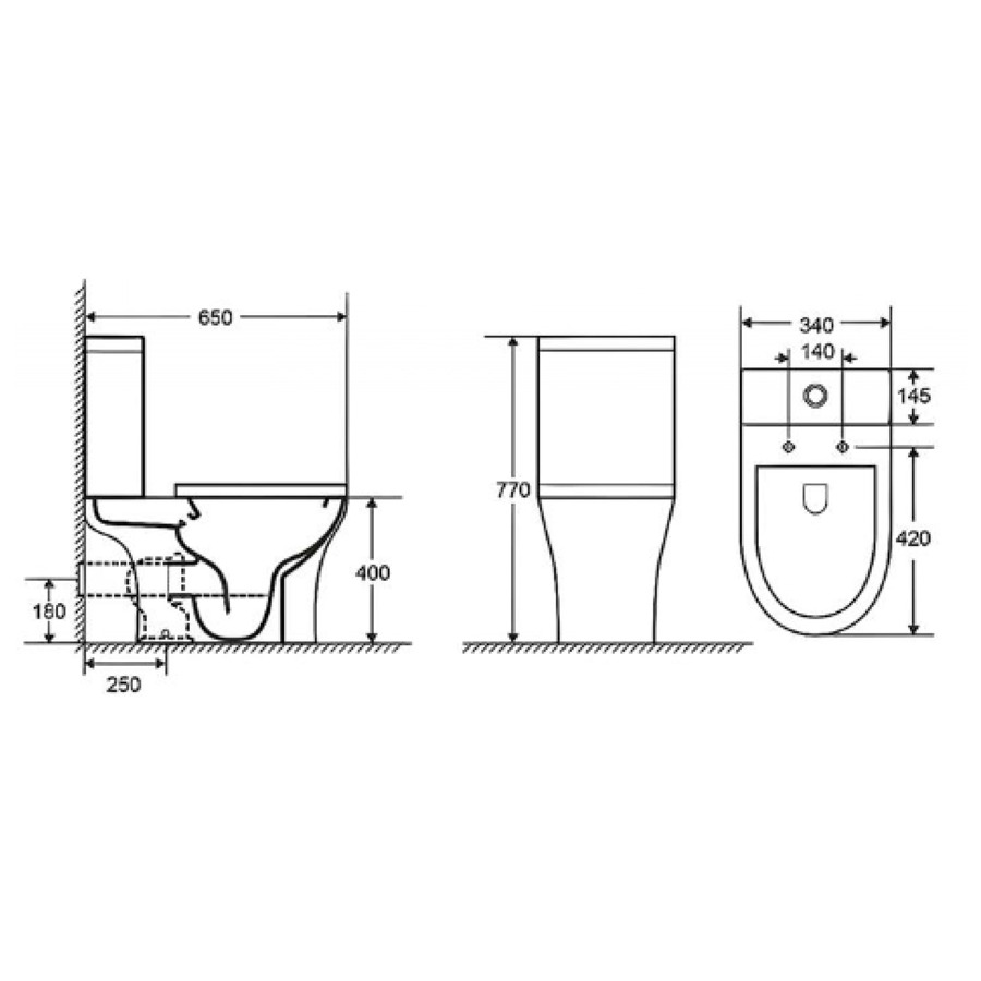 Rimless DC Πίσω Σιφώνι Λεκάνη με Καζανάκι - Image 2