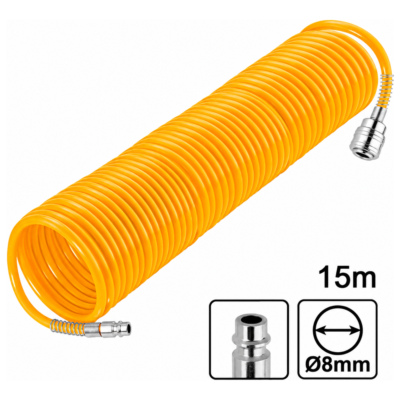 INGCO AH1151 λάστιχο αέρος σπιράλ 15m 5x8mm με ταχυσυνδέσμους 1/4"