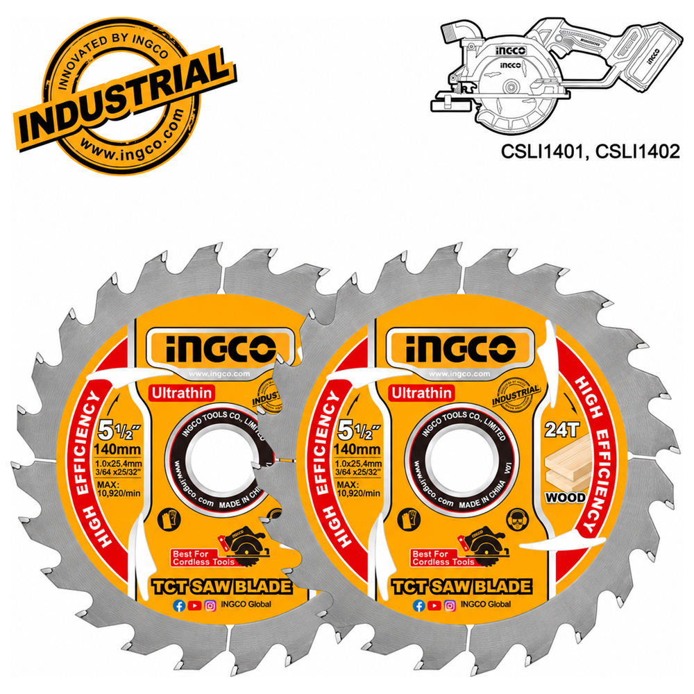 INGCO TSB1403 Δίσκοι Κοπής Ξύλου 140x20mm 24T Σετ 2 Τεμαχίων