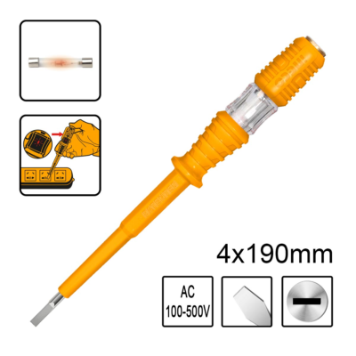 INGCO HSDT1908 μεγάλο δοκιμαστικό κατσαβίδι 4x190mm AC 100-500V