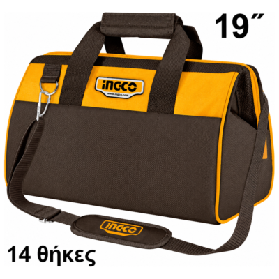 INGCO HTBG281928 εργαλειοθήκη τσάντα υφασμάτινη 19" με θήκες και ιμάντα ώμου