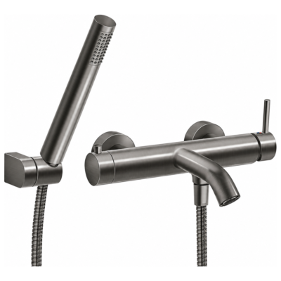 FERRO BCK11GM Ciriculus μπαταρία λουτρού Gun Metal με τηλέφωνο και σπιράλ Ντούς