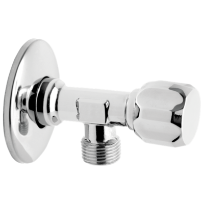 FERRO Z1212G γωνιακός περιστροφικός διακόπτης 1/2"x1/2" χρωμέ με ροζέτα