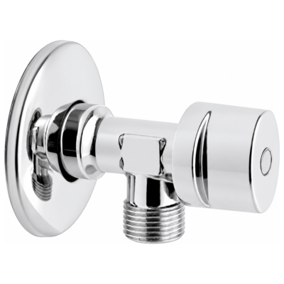 FERRO Z1234K γωνιακός διακόπτης 1/2"x3/4" χρωμέ με μεταλλικό χειριστήριο και ροζέτα
