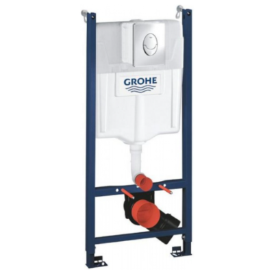 GROHE Σετ Εντοιχιζόμενου Καζανακίου 13cm με Πλακέτα και Βάση Γυψοσανίδας