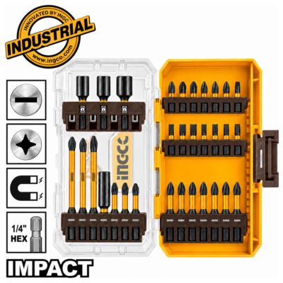 INGCO AKDL11306 σετ 31 τεμαχίων με μύτες Impact, μαγνητικά καρυδάκια και υποδοχή μυτών