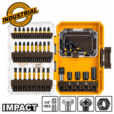 INGCO AKDL25106 σετ 51 τεμαχίων με μύτες Impact, μαγνητικά καρυδάκια και υποδοχές μυτών