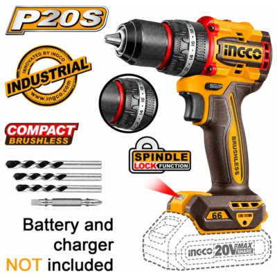 INGCO CIDLI206681 κρουστικό δραπανοκατσάβιδο 20V 66Nm Brushless χωρίς μπαταρία και φορτιστή