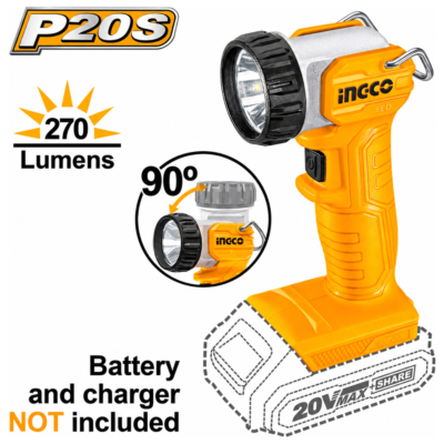 INGCO CWLI2038 φακός εργασίας LED 20V 5W 270lm χωρίς μπαταρία και φορτιστή