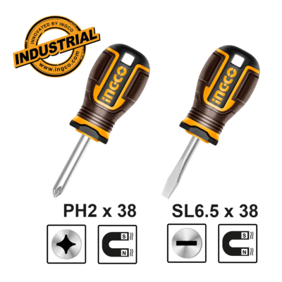 INGCO HKSDS2228 σετ 2 κατσαβίδια νάνοι ίσιο SL6.5 και σταυρού PH2