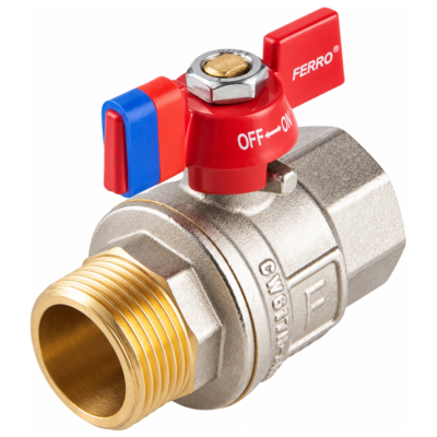 FERRO KFPM41 σφαιρικός κρουνός F-Power με πεταλούδα 1.1/4" αρσενικό-θηλυκό