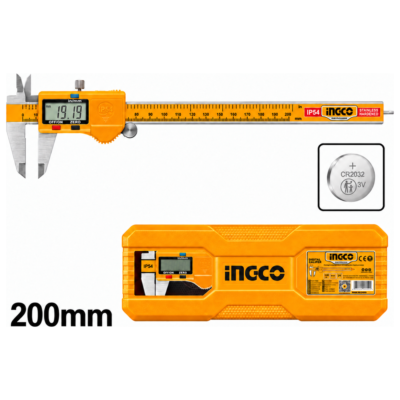 INGCO HDCD28200 ψηφιακό παχύμετρο INOX 200mm με οθόνη LCD