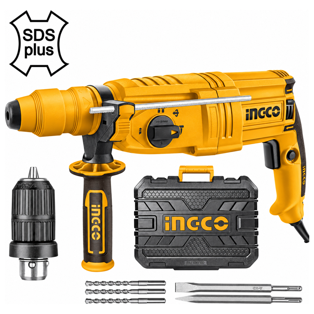 INGCO RGH9028-2 περιστροφικό κρουστικό πιστολέτο SDS Plus 800W με δεύτερο αυτόματο τσοκ