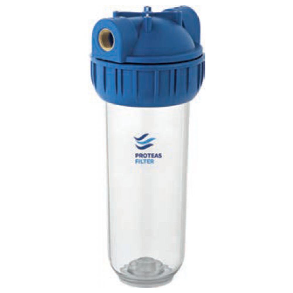 PROTEAS EW-021-0103 Μονή Φιλτροθήκη Strong Διάφανη 10" με Σύνδεση 1/2"
