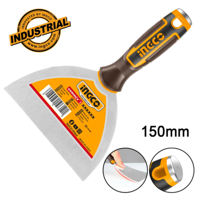 INGCO HPUT08150 σπάτουλα INOX 150mm Industrial με δίχρωμη πλαστική λαβή