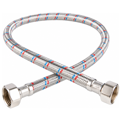 FERRO PWS85 σπιράλ σύνδεσης 60cm 3/8"x1/2" θηλυκό θηλυκό με ανοξείδωτη πλέξη
