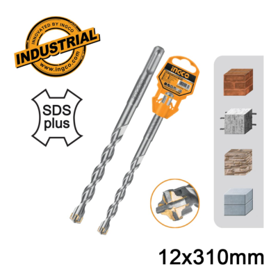 INGCO DBH1211204C τετράκοπο τρυπάνι SDS-Plus διαμέτρου 12mm και μήκους 310mm