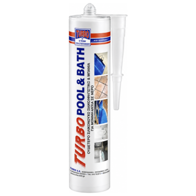 TURBO-POOL & BATH αντιμουχλική σιλικόνη λευκή 310ml για μπάνια και πισίνες