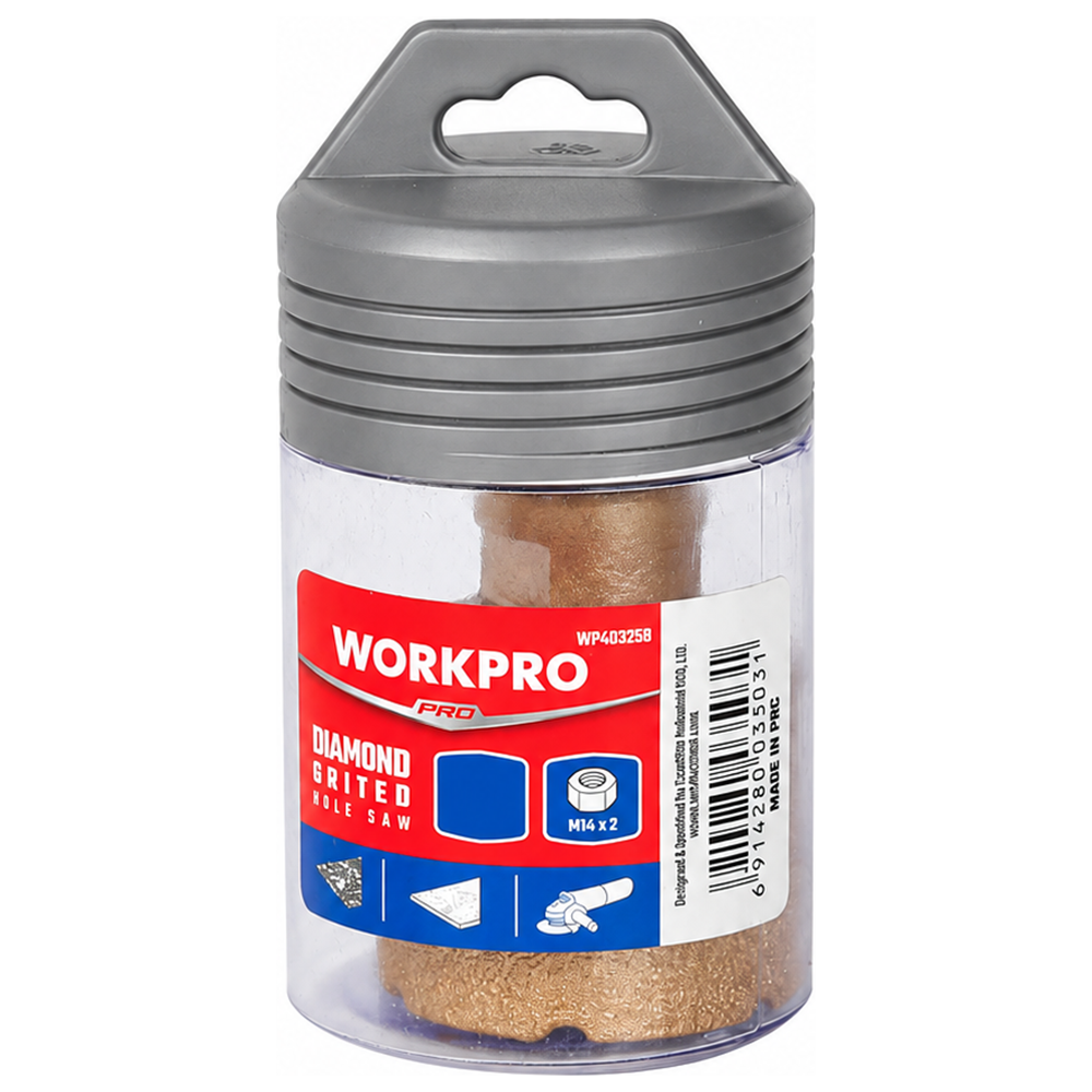 WORKPRO WP403260 Ποτηροτρύπανα Πλακιδίων Γωνιακού Τροχού (M14) 60mm